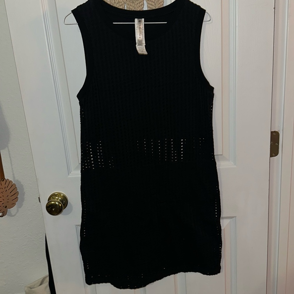 Fabletics Black Sheer Mesh Bryce Tank Dress medium